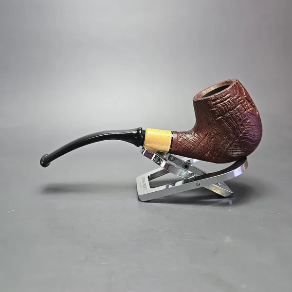 MBSD Briars by Piero Vitale Vintage Sandblasted Brandy w/ Boxwood, Briar Pipe, New - Image 4