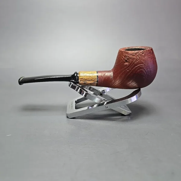 MBSD Briars by Piero Vitale Red Sandblasted Author w/ Zebrawood, Briar Pipe, New - Image 4