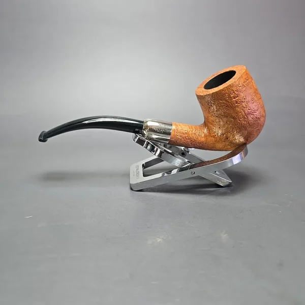 MBSD Briars Timeless Traditions 2 Sandblasted Bent Billiard w/ Silver Handmade Briar Pipe, New - Image 4
