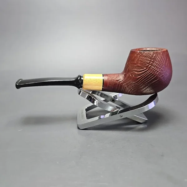 MBSD Briars by Piero Vitale Red Sandblasted Author w/ Olivewood, Briar Pipe, New - Image 4