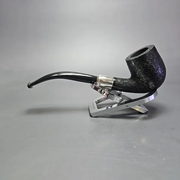 MBSD Briars Timeless Traditions 2 Sandblasted Bent Billiard w/ Silver Handmade Briar Pipe, New - Image 4
