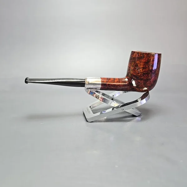 MBSD Briars Timeless Traditions 1 Smooth Billiard w/ Silver Handmade Briar Pipe, New - Image 4