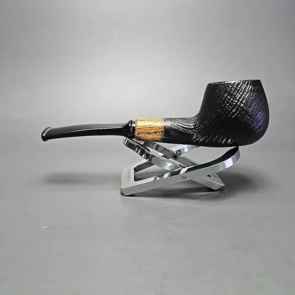 MBSD Briars by Piero Vitale Vintage Sandblasted Author w/ Zebrawood, Briar Pipe, New - Image 4