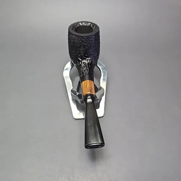 MBSD Briars by Piero Vitale Black Rusticated Billiard w/ Olivewood Briar Pipe, New - Image 5