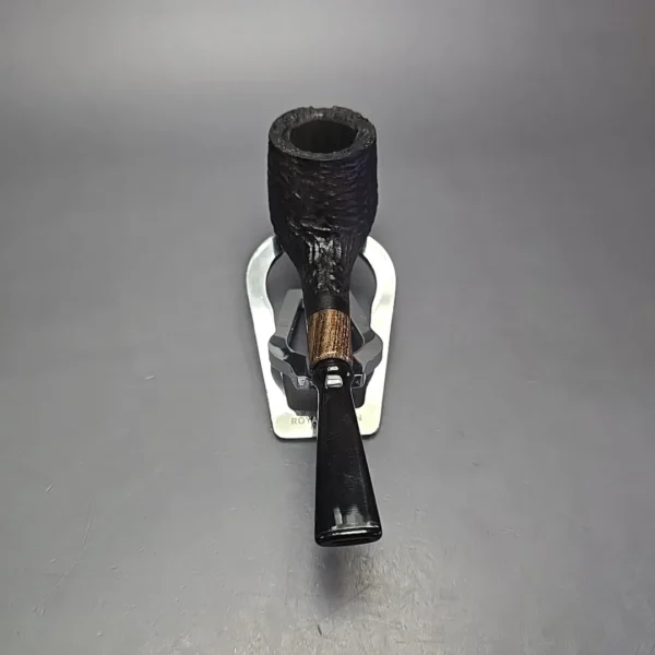 MBSD Briars by Piero Vitale Black Rusticated Billiard w/ Zebrawood Briar Pipe, New - Image 5