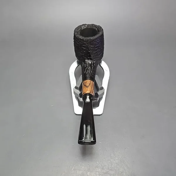 MBSD Briars by Piero Vitale Black Rusticated Billiard w/ Olivewood Briar Pipe, New - Image 5