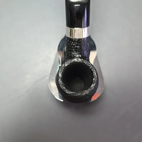 Peterson Cara 221 Sandblasted Bent Billiard w/ Silver Estate Briar Pipe, Irish Estates - Image 6