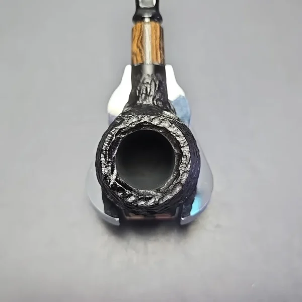 MBSD Briars by Piero Vitale Black Rusticated Author w/ Zebrawood, Briar Pipe, New - Image 6
