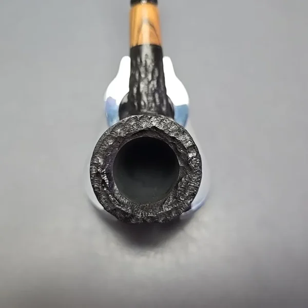 MBSD Briars by Piero Vitale Black Rusticated Billiard w/ Olivewood Briar Pipe, New - Image 6