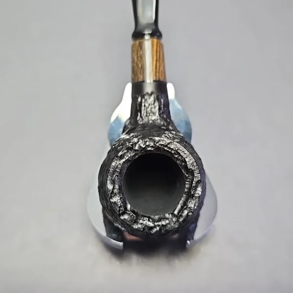 MBSD Briars by Piero Vitale Black Rusticated Author w/ Zebrawood, Briar Pipe, New - Image 6