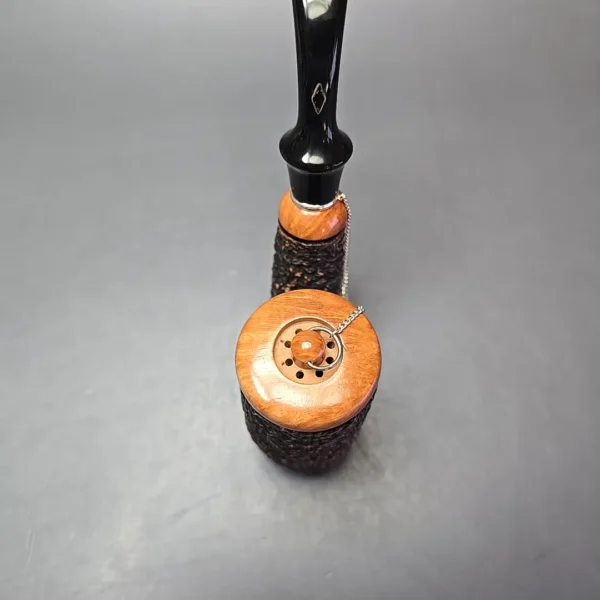 Brebbia Oom Paul Rocciata Rusticated Estate Briar Pipe, Unsmoked, 9mm - Image 7