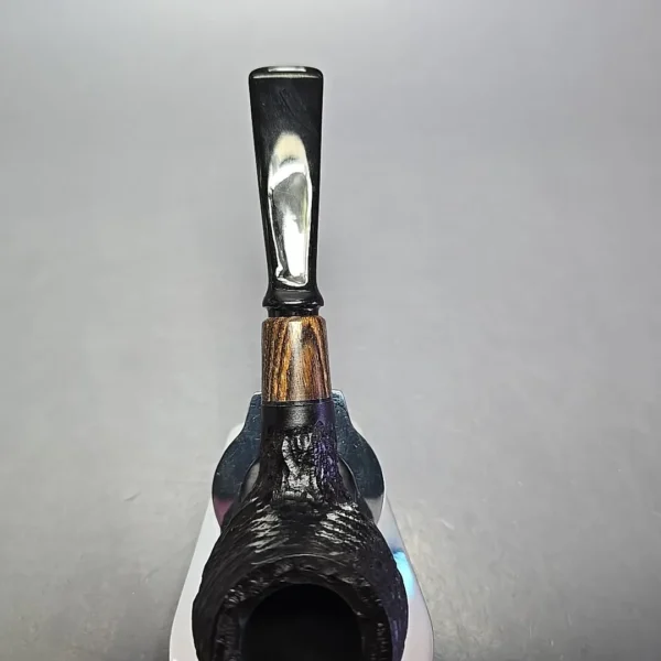 MBSD Briars by Piero Vitale Black Rusticated Author w/ Zebrawood, Briar Pipe, New - Image 7