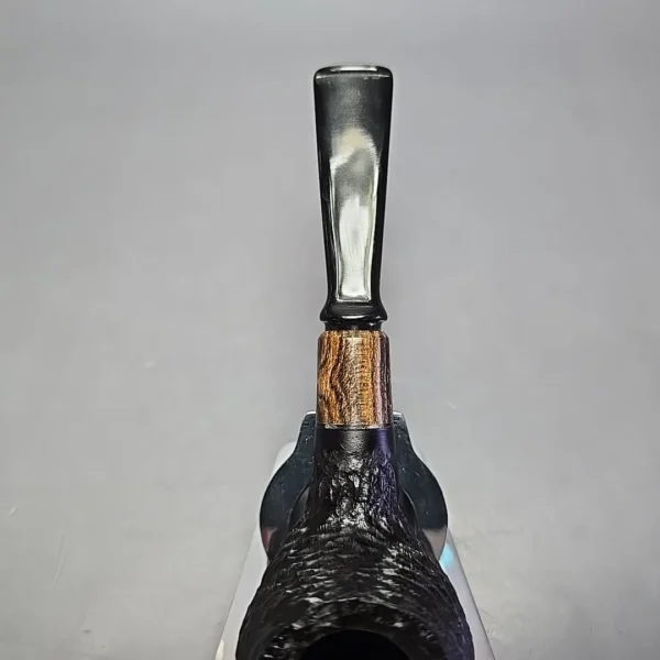 MBSD Briars by Piero Vitale Black Rusticated Author w/ Zebrawood, Briar Pipe, New - Image 7