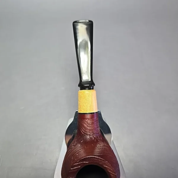 MBSD Briars by Piero Vitale Red Sandblasted Author w/ Olivewood, Briar Pipe, New - Image 7
