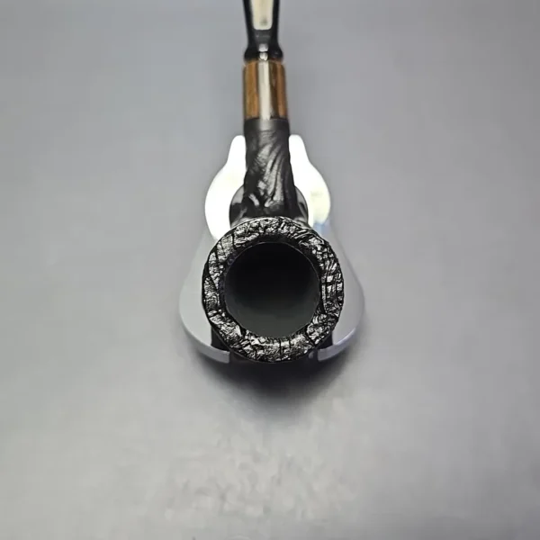 MBSD Briars By Piero Vitale Vintage Sandblasted Billiard w/ Zebrawood, Briar Pipe, New - Image 7
