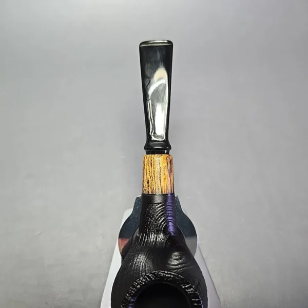 MBSD Briars by Piero Vitale Vintage Sandblasted Author w/ Zebrawood, Briar Pipe, New - Image 7