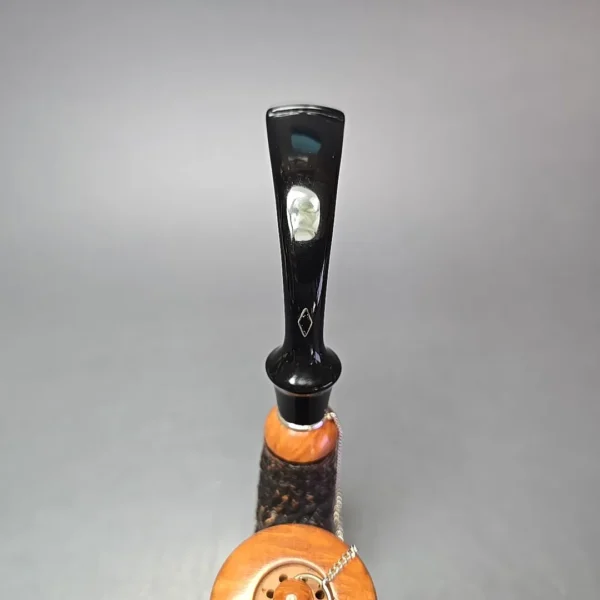 Brebbia Oom Paul Rocciata Rusticated Estate Briar Pipe, Unsmoked, 9mm - Image 8