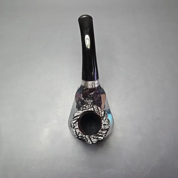 Peterson Cobble 05 Rusticated & Sandblasted Calabash w/ Silver Briar Pipe, New - Image 8