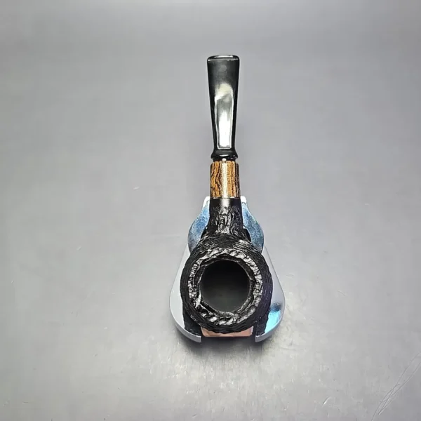 MBSD Briars by Piero Vitale Black Rusticated Author w/ Zebrawood, Briar Pipe, New - Image 8