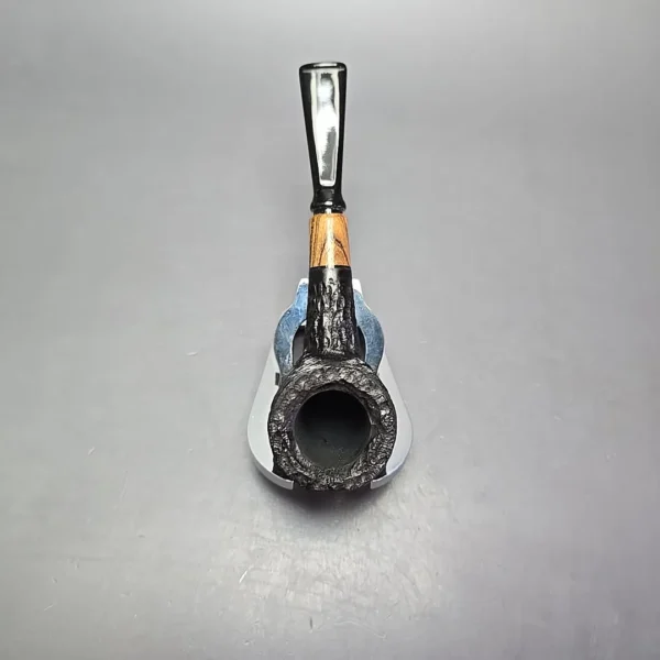 MBSD Briars by Piero Vitale Black Rusticated Billiard w/ Olivewood Briar Pipe, New - Image 8
