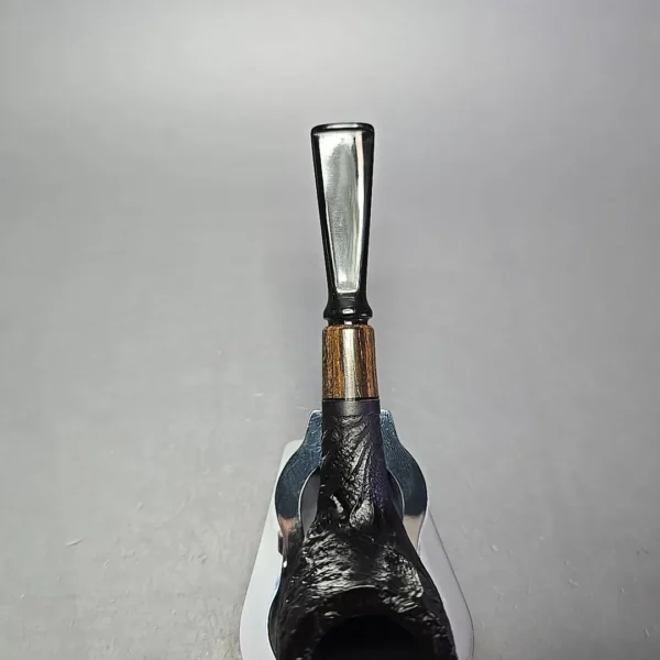 MBSD Briars By Piero Vitale Vintage Sandblasted Billiard w/ Zebrawood, Briar Pipe, New - Image 8