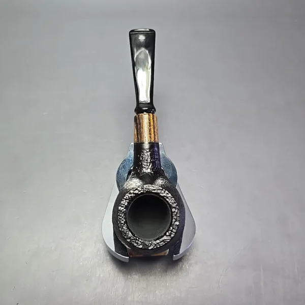 MBSD Briars by Piero Vitale Black Sandblasted Author w/ Zebrawood, Briar Pipe, New - Image 8