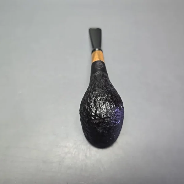 MBSD Briars by Piero Vitale Black Rusticated Billiard w/ Olivewood Briar Pipe, New - Image 9