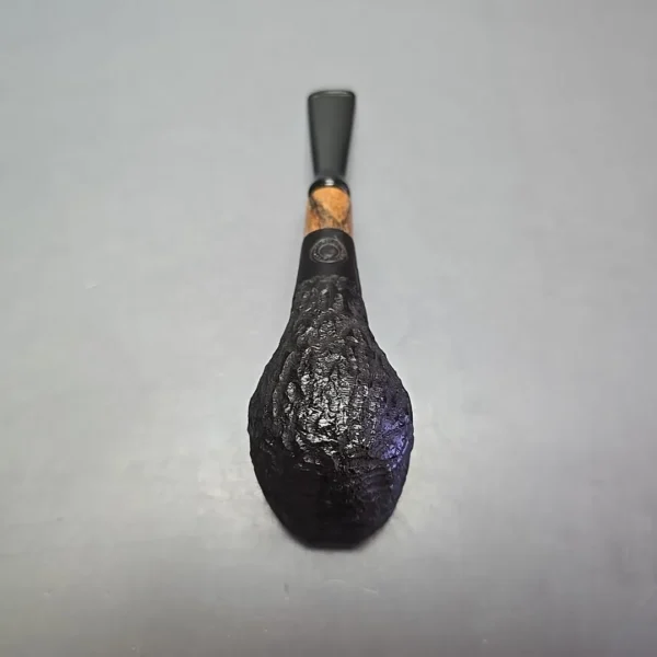 MBSD Briars by Piero Vitale Black Rusticated Billiard w/ Olivewood Briar Pipe, New - Image 9