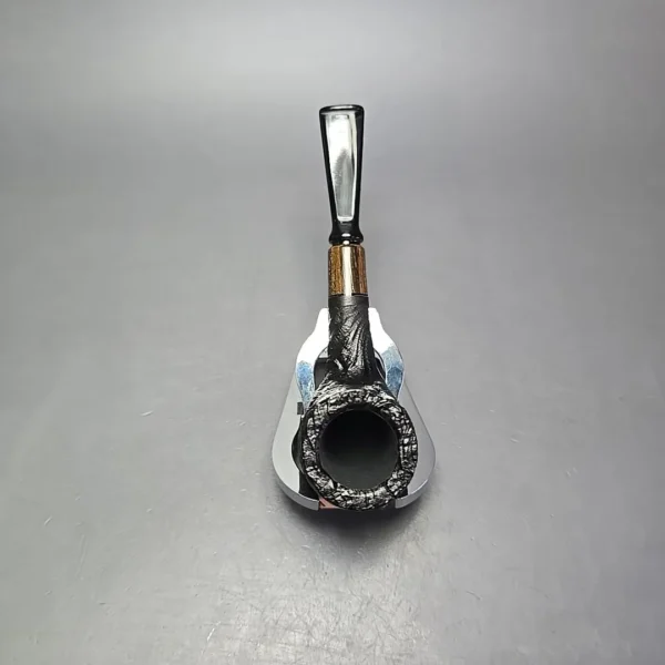 MBSD Briars By Piero Vitale Vintage Sandblasted Billiard w/ Zebrawood, Briar Pipe, New - Image 9