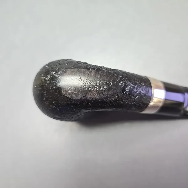 Peterson Cara 221 Sandblasted Bent Billiard w/ Silver Estate Briar Pipe, Irish Estates - Image 10