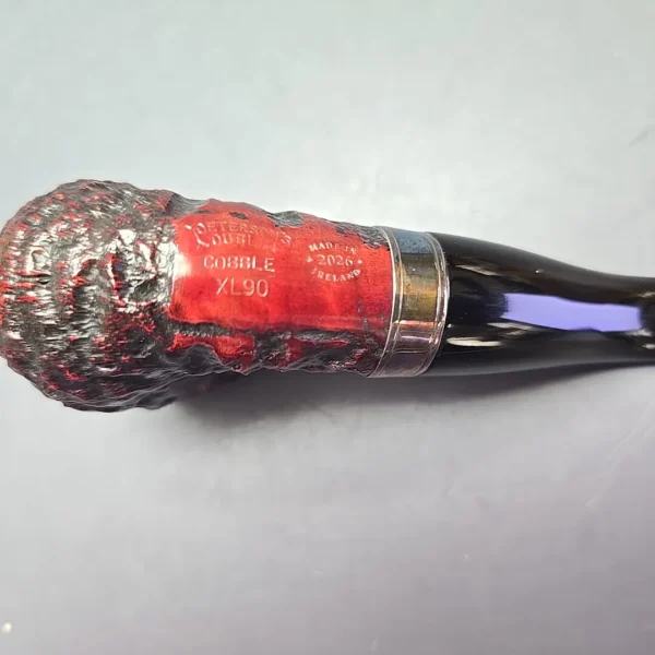 Peterson Cobble XL90 Rusticated & Sandblasted Bent Billiard w/ Silver Briar Pipe, New - Image 10
