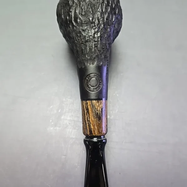MBSD Briars by Piero Vitale Black Rusticated Billiard w/ Zebrawood Briar Pipe, New - Image 10