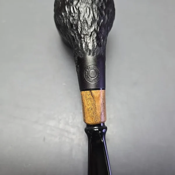 MBSD Briars by Piero Vitale Black Rusticated Billiard w/ Olivewood Briar Pipe, New - Image 10