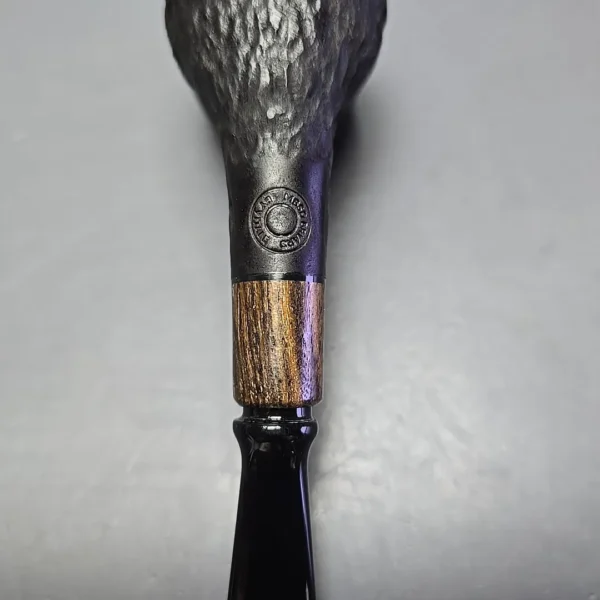 MBSD Briars by Piero Vitale Black Rusticated Billiard w/ Zebrawood Briar Pipe, New - Image 10