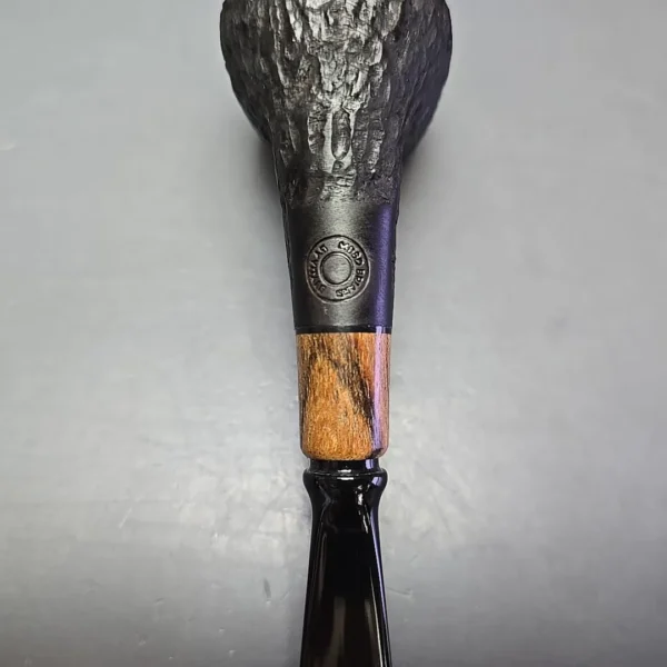MBSD Briars by Piero Vitale Black Rusticated Billiard w/ Olivewood Briar Pipe, New - Image 10