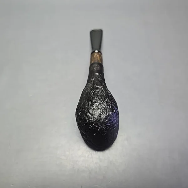 MBSD Briars By Piero Vitale Vintage Sandblasted Billiard w/ Zebrawood, Briar Pipe, New - Image 10