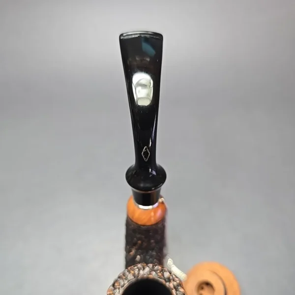 Brebbia Oom Paul Rocciata Rusticated Estate Briar Pipe, Unsmoked, 9mm - Image 11