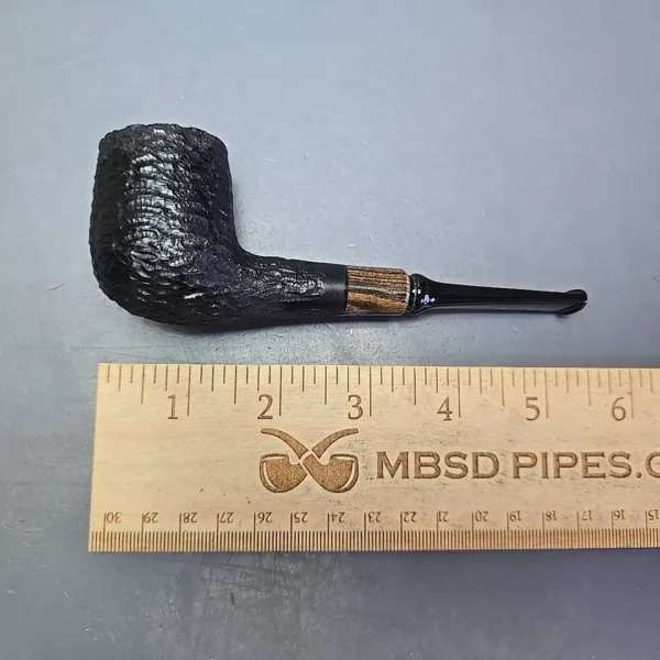 MBSD Briars by Piero Vitale Black Rusticated Billiard w/ Zebrawood Briar Pipe, New - Image 11