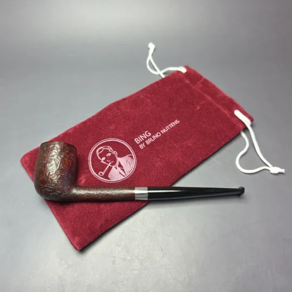 Bruno Nuttens Bing B1 Partially Sandblasted Billiard w/ Aluminum Briar Pipe, New - Image 11