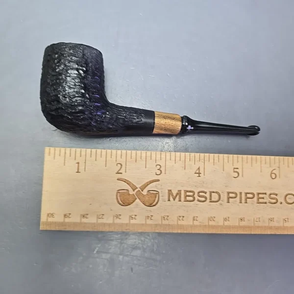 MBSD Briars by Piero Vitale Black Rusticated Billiard w/ Olivewood Briar Pipe, New - Image 11