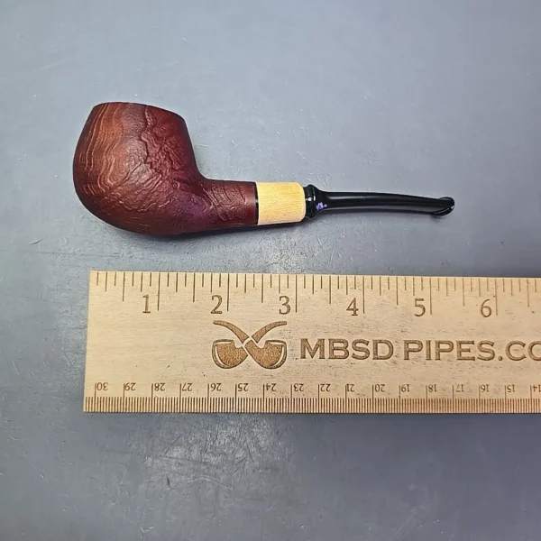 MBSD Briars by Piero Vitale Red Sandblasted Author w/ Olivewood, Briar Pipe, New - Image 11