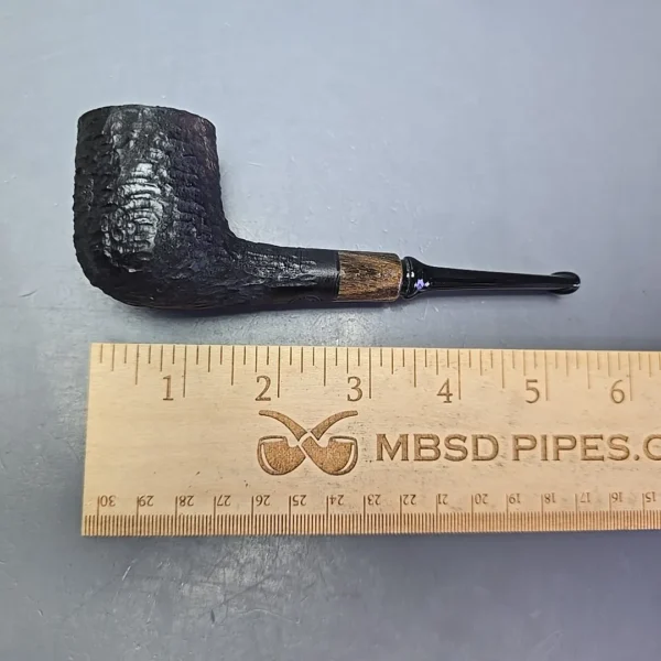 MBSD Briars by Piero Vitale Black Rusticated Billiard w/ Zebrawood Briar Pipe, New - Image 11