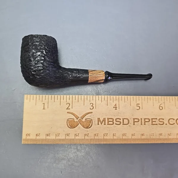MBSD Briars by Piero Vitale Black Rusticated Billiard w/ Olivewood Briar Pipe, New - Image 11