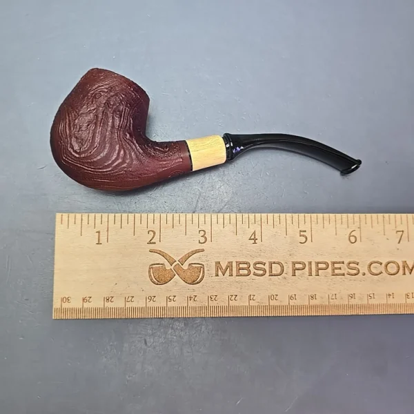 MBSD Briars by Piero Vitale Vintage Sandblasted Brandy w/ Olivewood Briar Pipe, New - Image 11