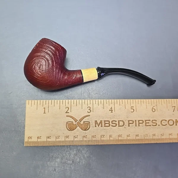 MBSD Briars by Piero Vitale Red Sandblasted Brandy w/ Olivewood Briar Pipe, New - Image 11