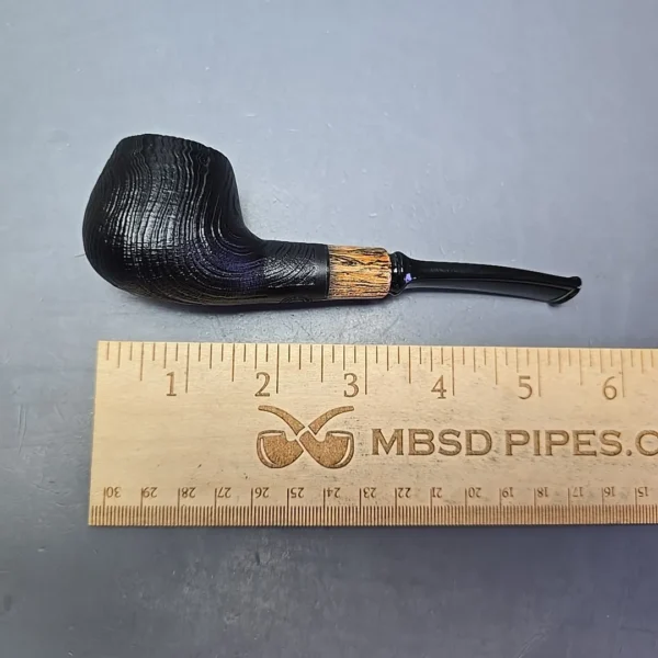 MBSD Briars by Piero Vitale Vintage Sandblasted Author w/ Zebrawood, Briar Pipe, New - Image 11