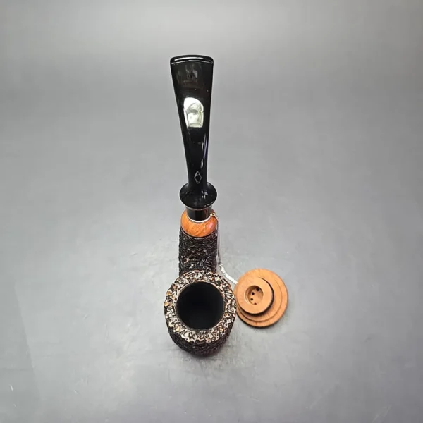 Brebbia Oom Paul Rocciata Rusticated Estate Briar Pipe, Unsmoked, 9mm - Image 12
