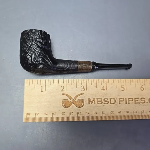MBSD Briars By Piero Vitale Vintage Sandblasted Billiard w/ Zebrawood, Briar Pipe, New - Image 12
