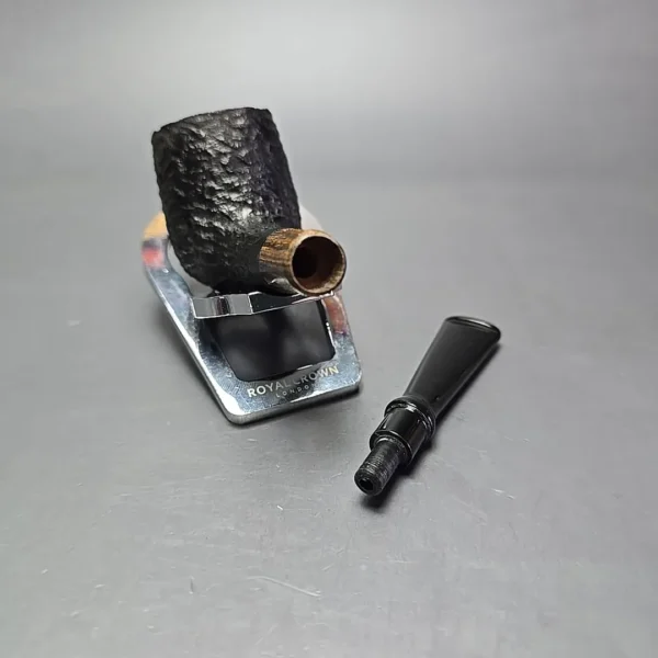 MBSD Briars by Piero Vitale Black Rusticated Billiard w/ Zebrawood Briar Pipe, New - Image 13