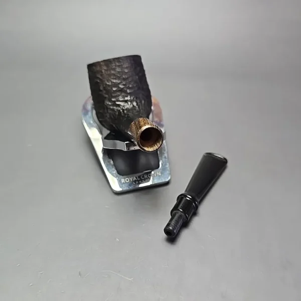 MBSD Briars by Piero Vitale Black Rusticated Billiard w/ Zebrawood Briar Pipe, New - Image 13